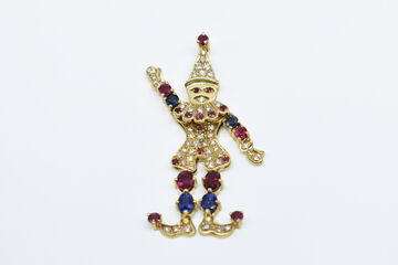 pendant “harlequin” 14 K Rubies, Sapphires 