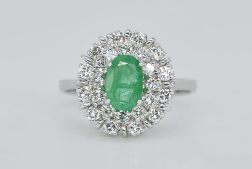 Ring 14 Kt WG Smaragd 