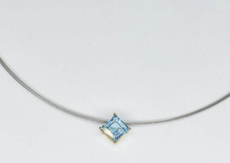 Collier 8 Kt GG / Stahl Blautopas