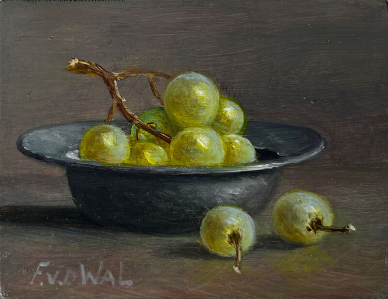 still life with yellow grapes