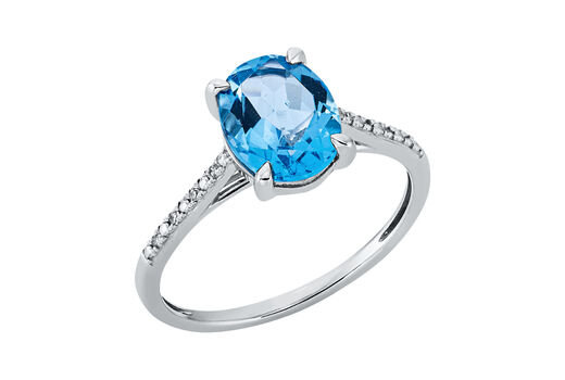 Ring 14 Kt WG Blautopas 