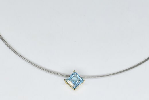 Collier 8 Kt GG / Stahl Blautopas