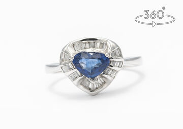 Ring 18 KT WG Saphir Diamanten