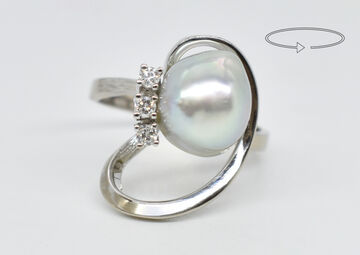 Ring 14 Kt WG Brillanten Perle
