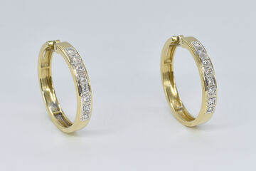 hoop earrings 14 K diamonds