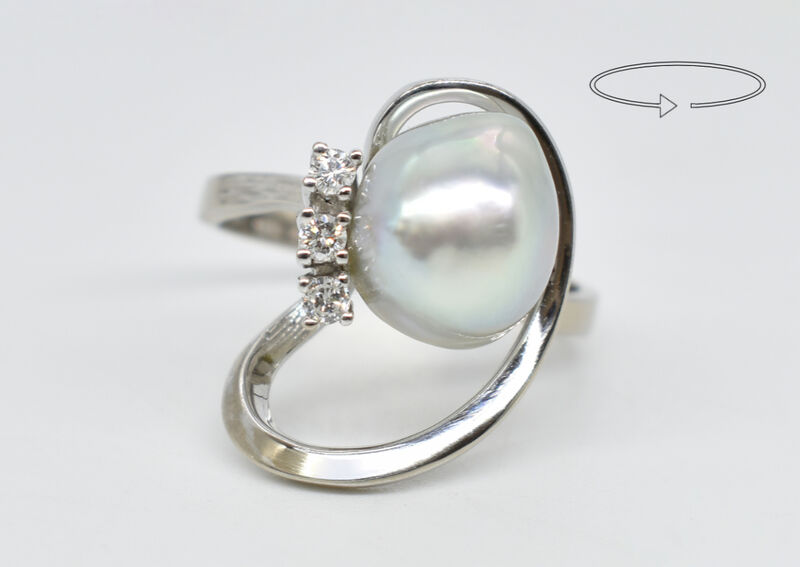 Ring 14 K diamonds pearl