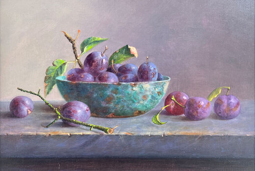 still life with bowl and prunes