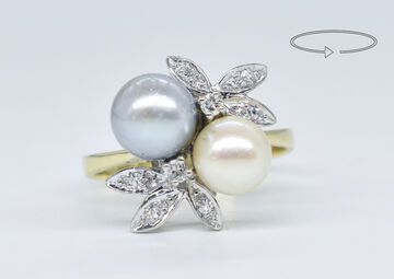 Ring 14 Kt GG/WG Diamanten 