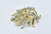 Brosche 18 Kt GG/WG Brillanten