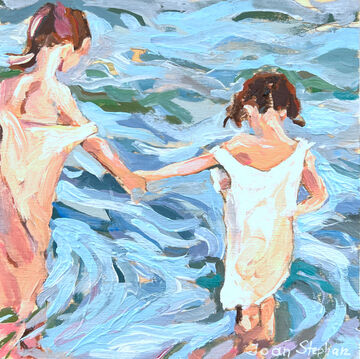 Zwei Mädchen badend