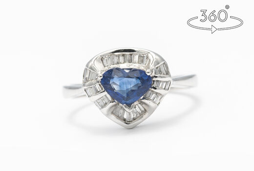 Ring 18 KT WG Saphir Diamanten