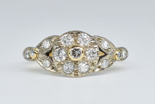 Ring 18 K bicolor diamonds