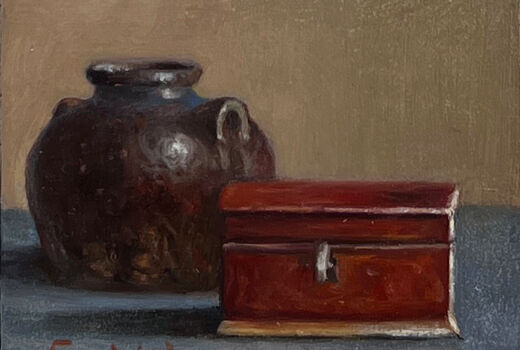 still life with box and vase