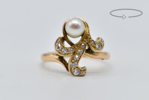 Ring 18 Kt GG Perle Diamanten