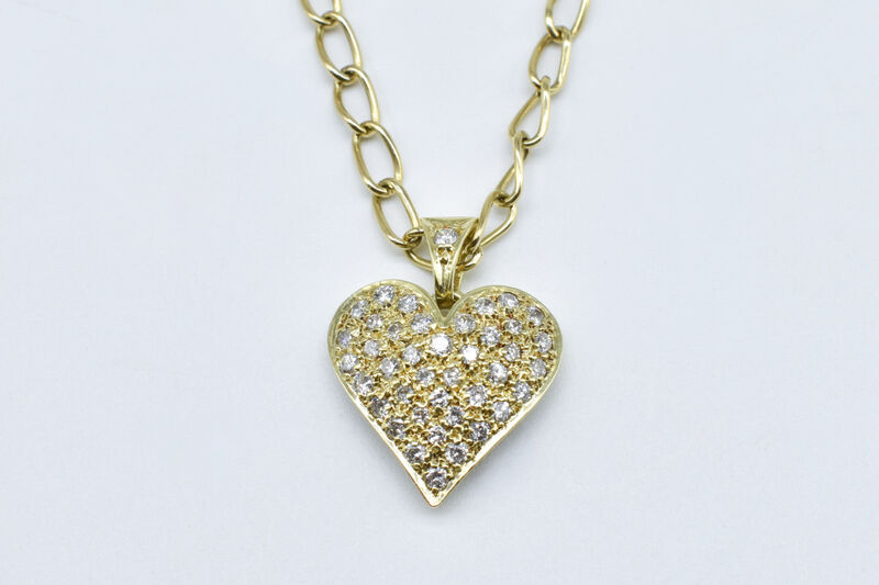 heart shaped pendant 14 K diamonds